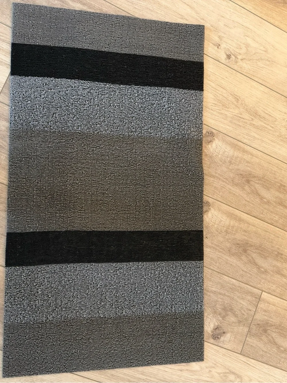 Gray Striped Non-Slip indoor or outdoor rug.